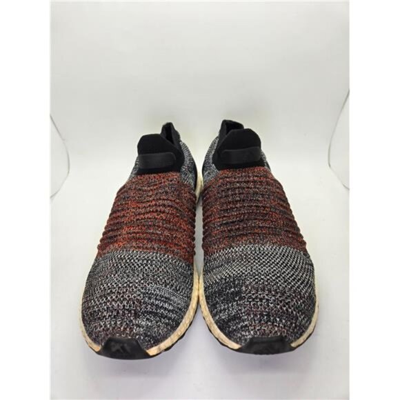 Adidas UltraBoost Laceless Shoes Mens 7.5 Grey Red Running Athletic Gym Sneakers